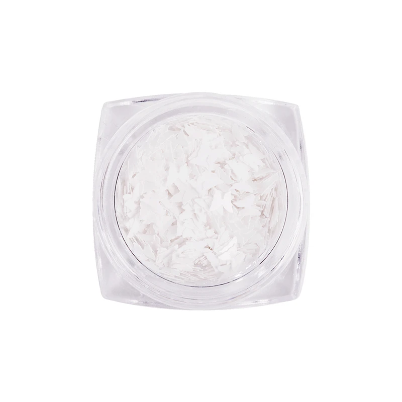 White 1 коробка блестящая лазерная бабочка Блестки для ногтей акриловые блестки голографическая сверкающая блестка для ногтей листы Советы Украшение для ногтей - Цвет: White