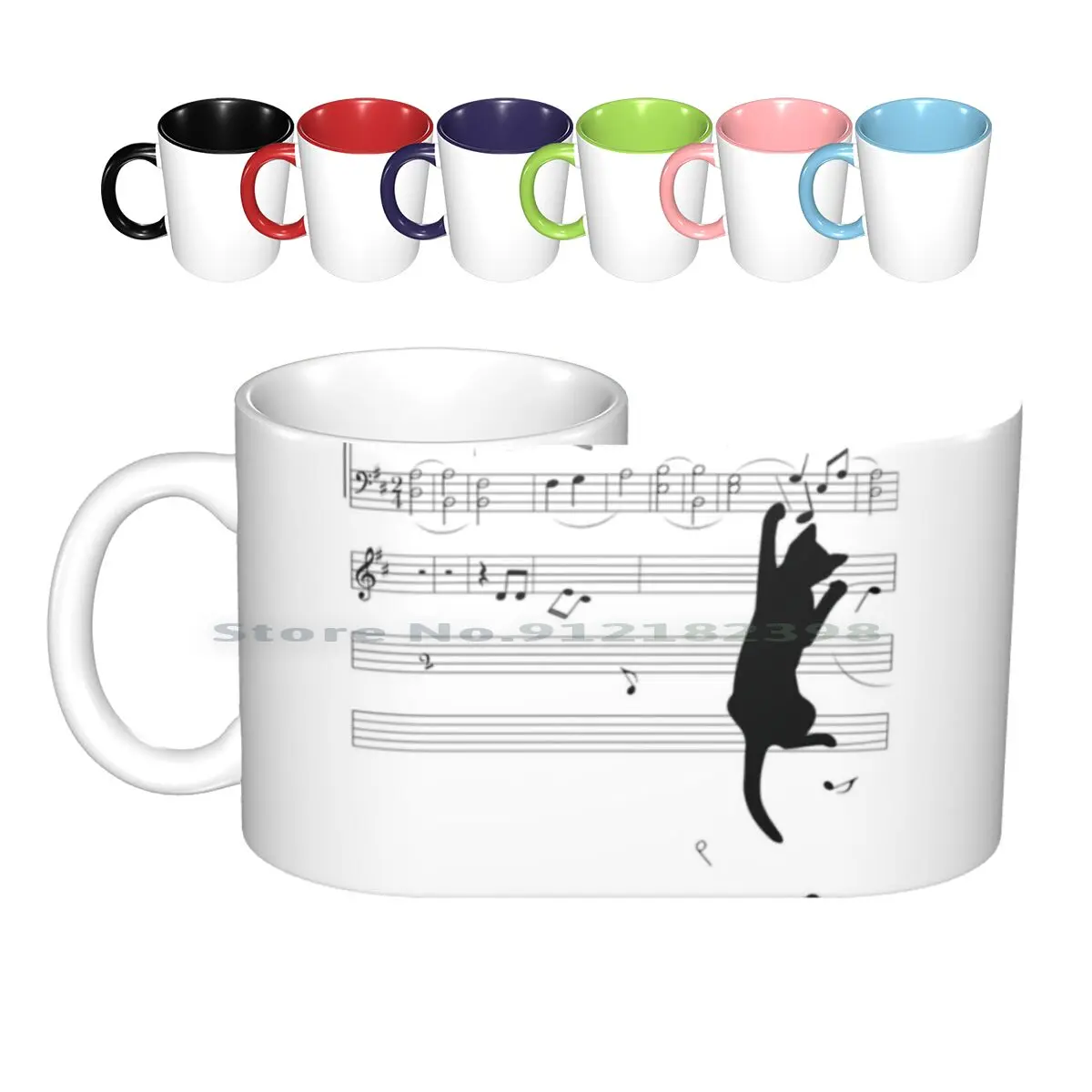 

Mischief Ceramic Mugs Coffee Cups Milk Tea Mug Cat Music Sheet Mischief Playing Mess Climbing Funny Cute Surreal Irony Kitten