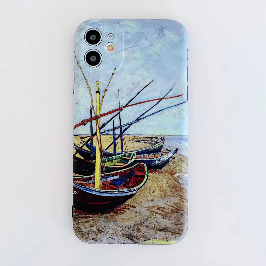 

Retro illustration Van Gogh abstract painting art Phone Case For iPhone 11 Pro Max XR XS Max X 8 7 Plus case Cute Silicone cover