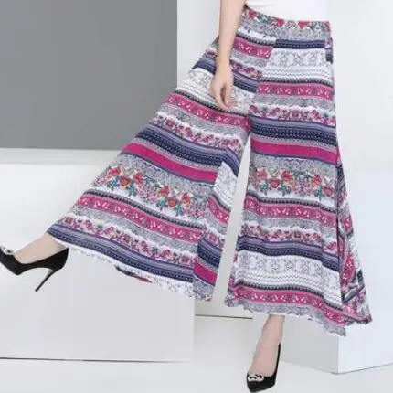 2020 летние Подиумные шаровары с высокой талией свободные Цветочные широкие брюки