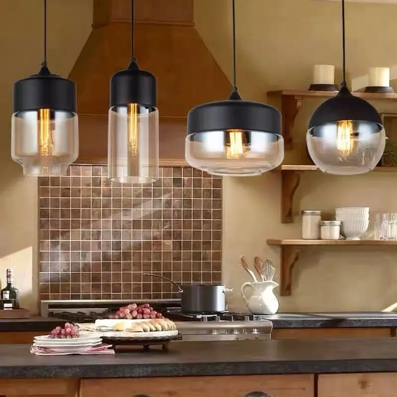 Modern LED Kitchen Dining Bar Pendant Lights for Home Bar Dining Living Room Home Decor Counter Glass Pendant Lamps Lighting