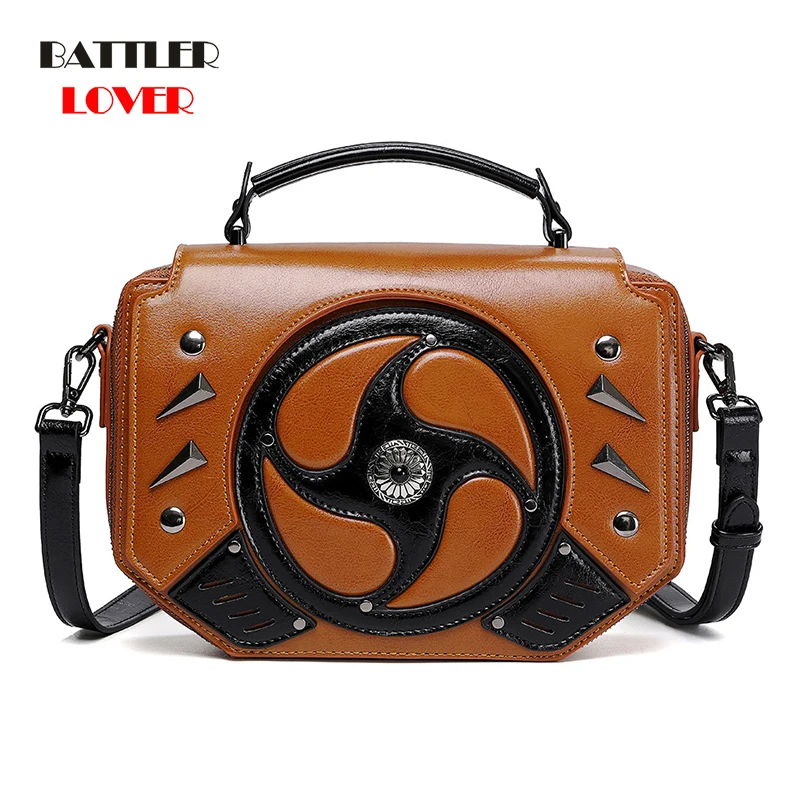 

Unisex Steampunk Moto & Biker Shoulder Bags Women Rivet Handbags Gothic Messenger Bag for Ladies Vintage Top-Handle Flaps