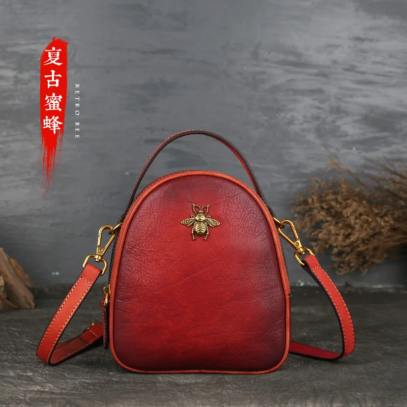 

Ladies leather handbag retro multi-functional fashion round hand bag bill of lading shoulder