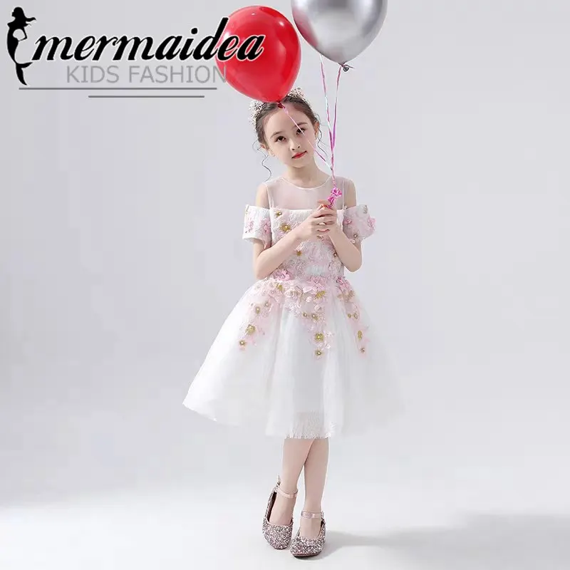 Летнее роскошное Новое Детское пышное платье принцессы с цветочной аппликацией