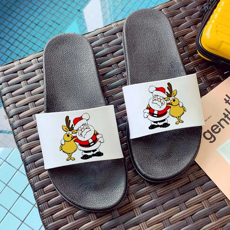 

Indoor Slippers Women Cute Santa Claus Slippers Cartoon Slippers Beach Slipper Leisure Summer Open Toe Home Slides Girls