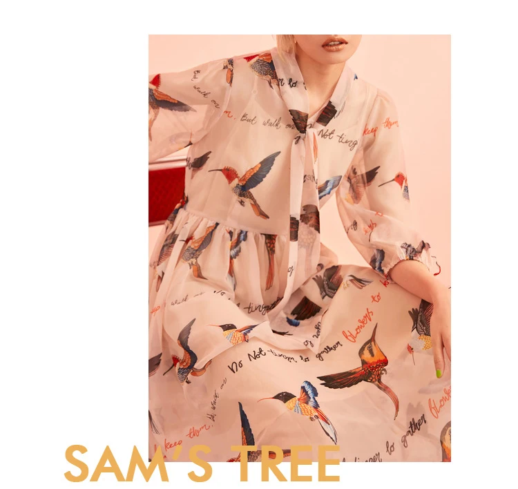 Samstree модное женское шифоновое платье с буквенным принтом, милое вечернее платье с бантом на шнуровке, элегантное праздничное платье трапециевидной формы со средней талией
