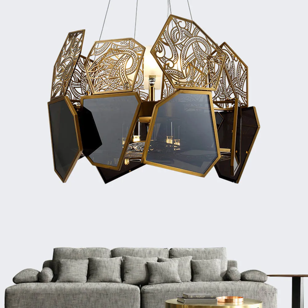 Итальянский Креативный дизайн роскошный черный Стекло абажур оформление c