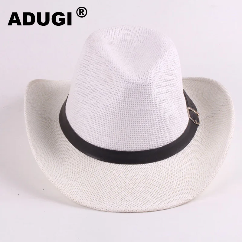 Летняя соломенная плетеная ковбойская шляпа ADUGI Пляжная Шляпа рыцаря для