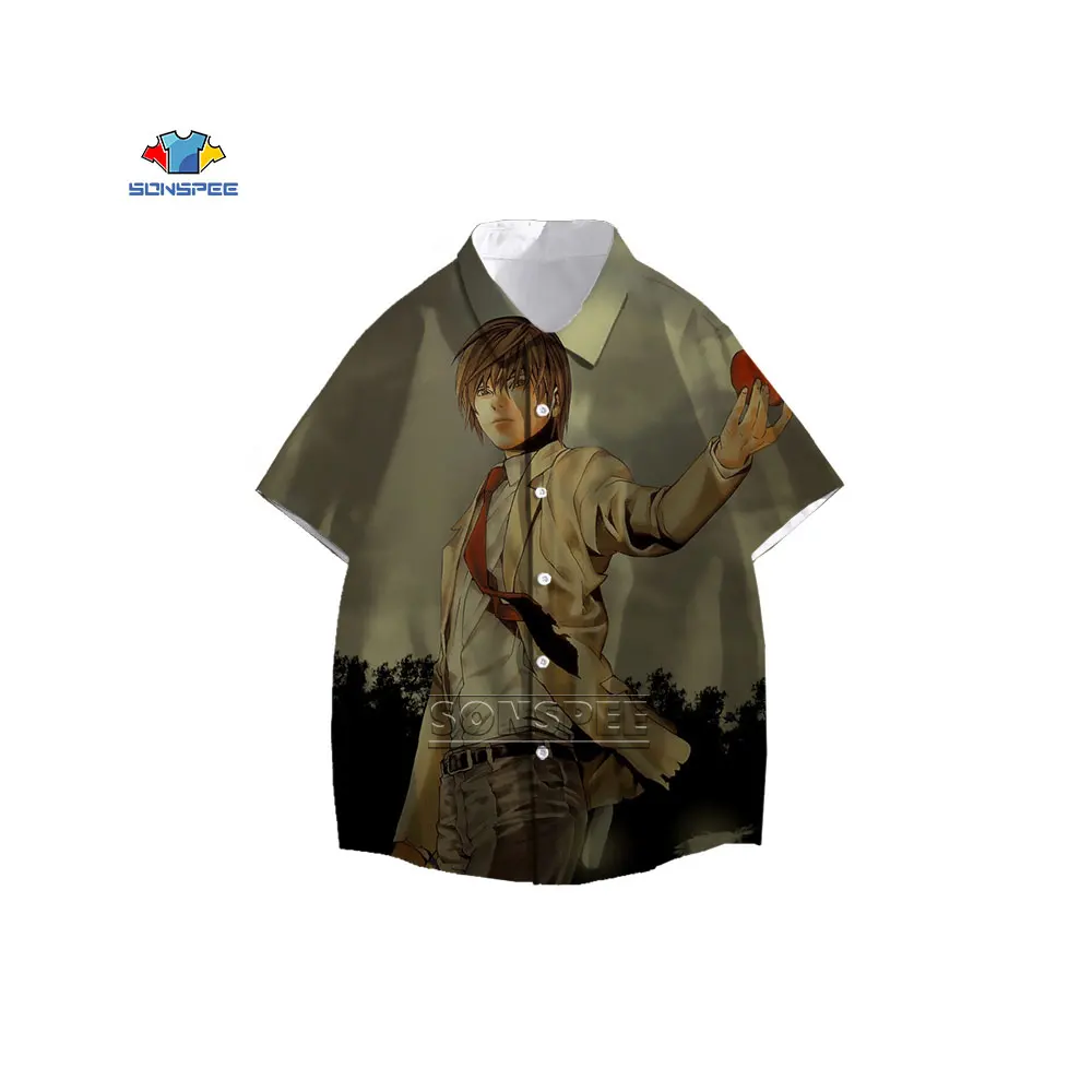 

SONSPEE Death Note Anime Baseball Shirt Men's 3D Print Short Sleeve V-neck Women Shirt Men Baseball Uniform Unisex Cardigan Top