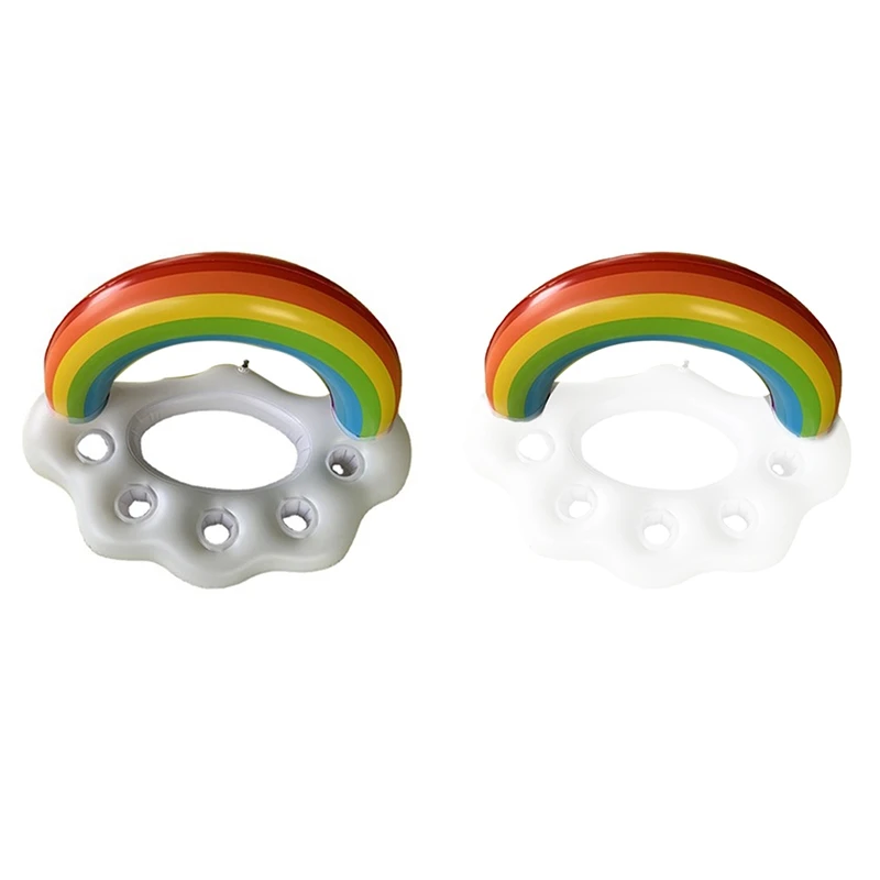 

Summer Party Bucket Rainbow Cloud Cup Holder Inflatable Pool Float Beer Drinking Cooler Table Bar Tray Beach Swim Ring