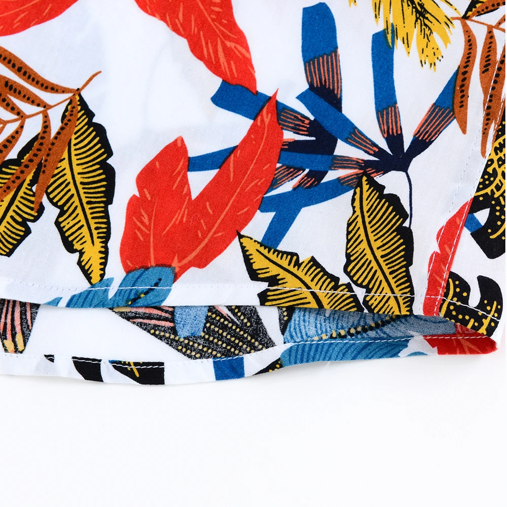 100% Cotton Mens Hawaiian Shirt Summer Printed Short Sleeve Hawaii Flower Beach Floral Us Size
