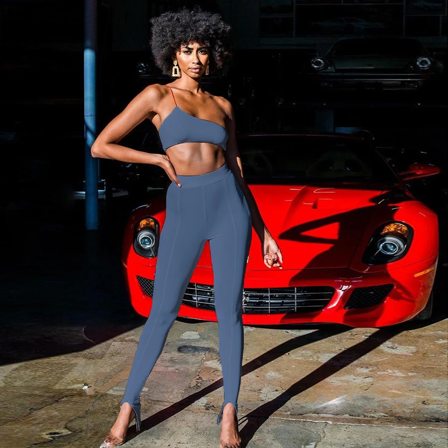 Женский спортивный костюм Kliou на одно плечо комплект из двух предметов