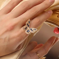 hot selling fashion jewelry exquisite copper inlaid zircon butterfly opening index finger ring smart dance party ring