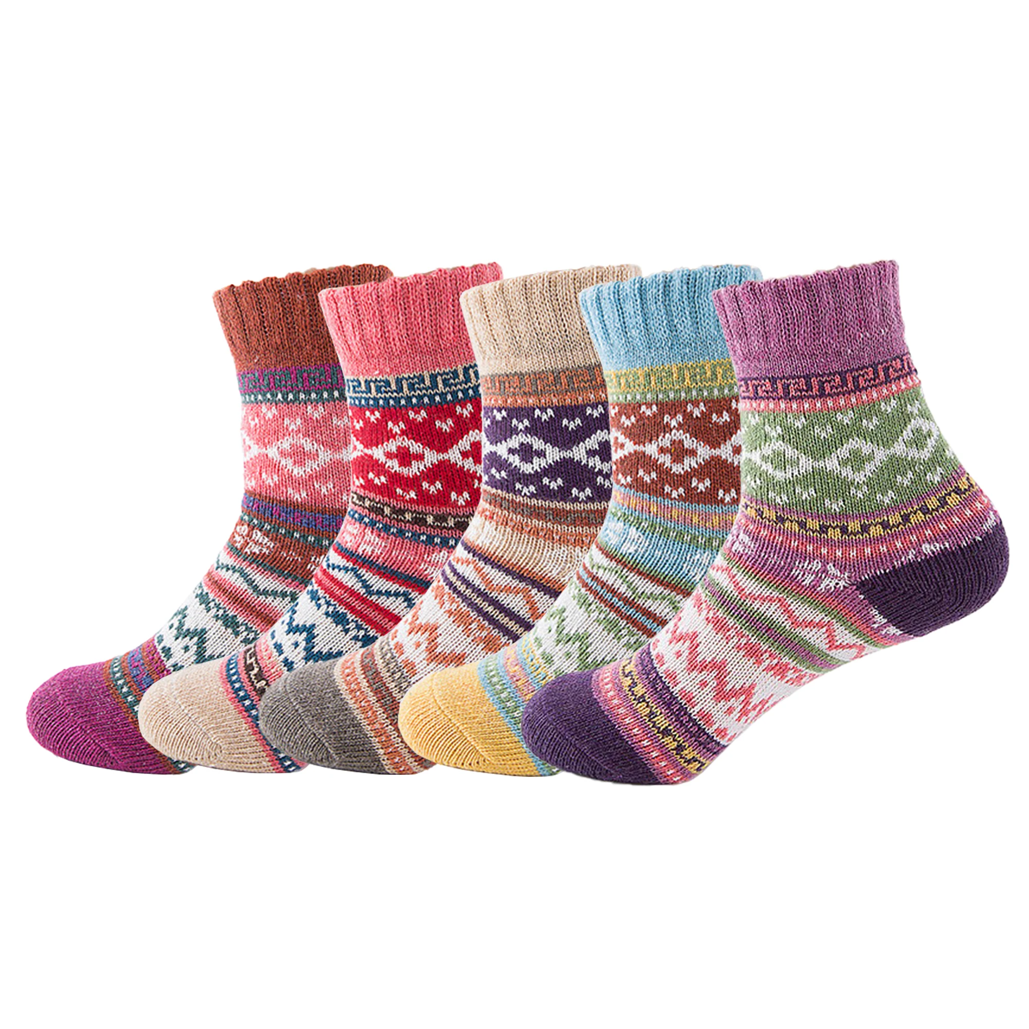 Носки женские шерстяные в стиле Харадзюку повседневные Полосатые Ретро