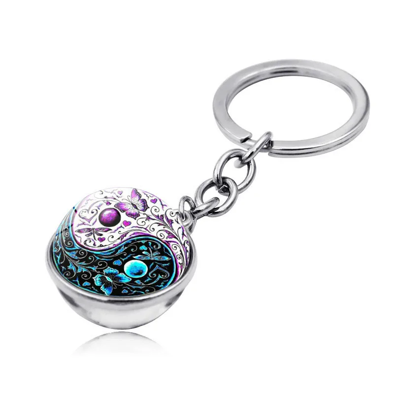 Винтажный брелок для ключей ювелирные изделия с серебряным узором YinYang Taichi