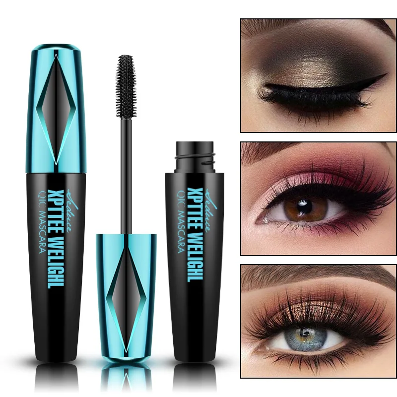 

Blue Black Tube Mascara 4d Waterproof, Non-smudged, Thick Curling and Long Makeup 4d Fiber Black Eye Lashes Mascara Wands