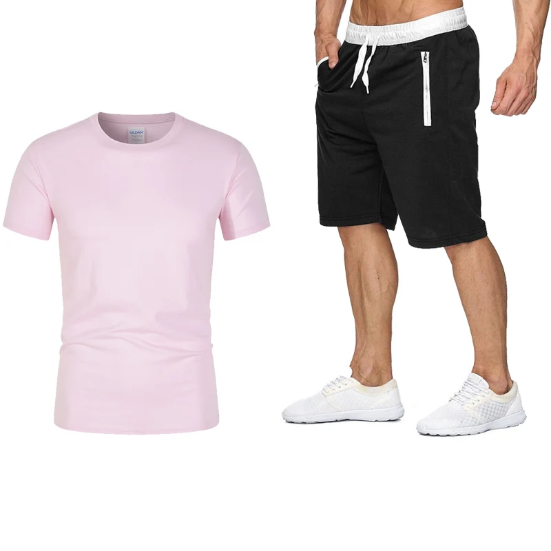 

2021 New Summer Popular New Men's T-shirt + Sports Shorts Set Suit Personalized Fashion Printing High Sports Running Set
