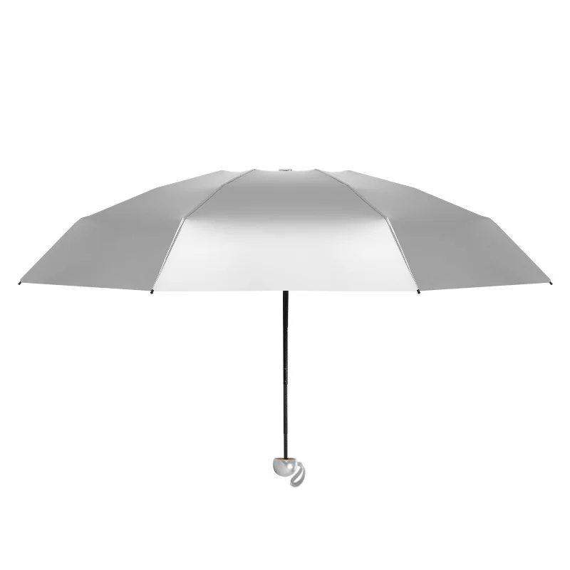 New Creative Titanium Silver Pocket Umbrella 5folding 8ribs Sunny UV Protection Mini Paraguas |
