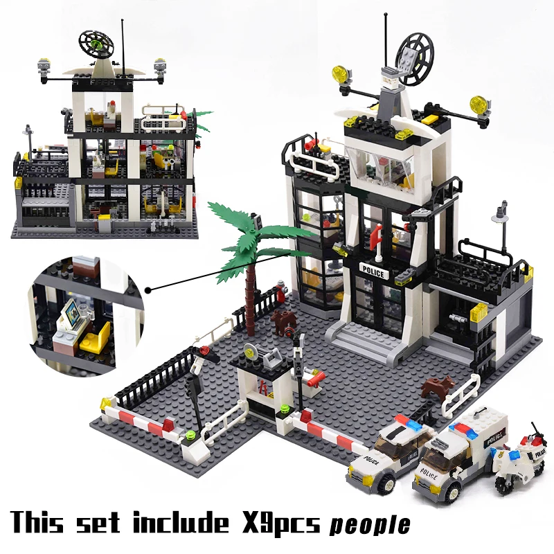 Кази полиции фигуры в городской штаб квартире модель спецназа строительные