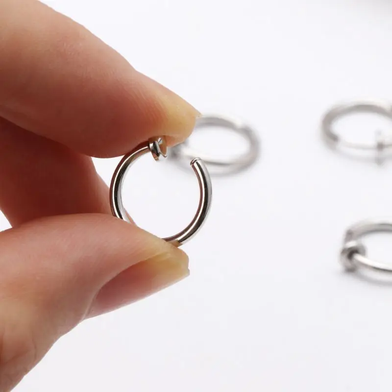 

87HC 10Pcs Sliver No Ear-hole DIY Clip On Circle Hoop Earrings For Jewelry Making