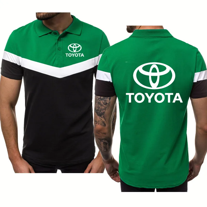 

Summer Men's POLO shirt Toyota Car Logo Printing high quality cotton Casual Short sleeve Splicing High Quality Cotton Men's tops