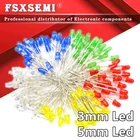 100 шт. 3 мм 5 мм LED F3 F5 красный зеленый желтый синий белый