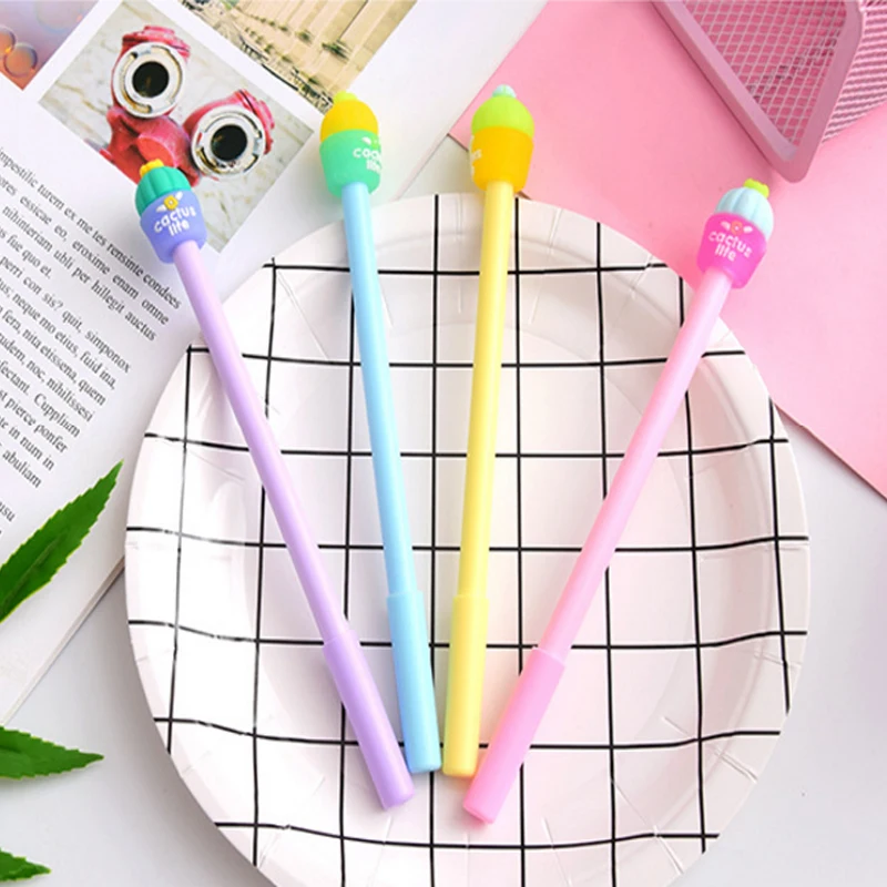 4pcs/lot 0.5mm black ink cute lovely cactus potting gel pen writing signing for school supplies stationery escolar |