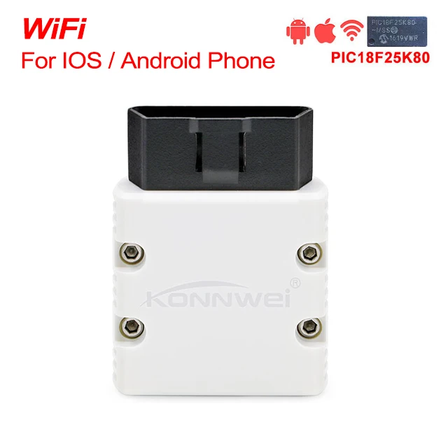 ELM327 V1.5 PIC18F25K80 wifi KW902 Konnwei elm 327 OBD2 сканер работает на Android/IOS как ICAR2 OBDII диагностический инструмент - Цвет: White