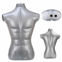 fashion pvc plastic inflatable male torso form half man body sewing mannequin model silver shop clothing display props