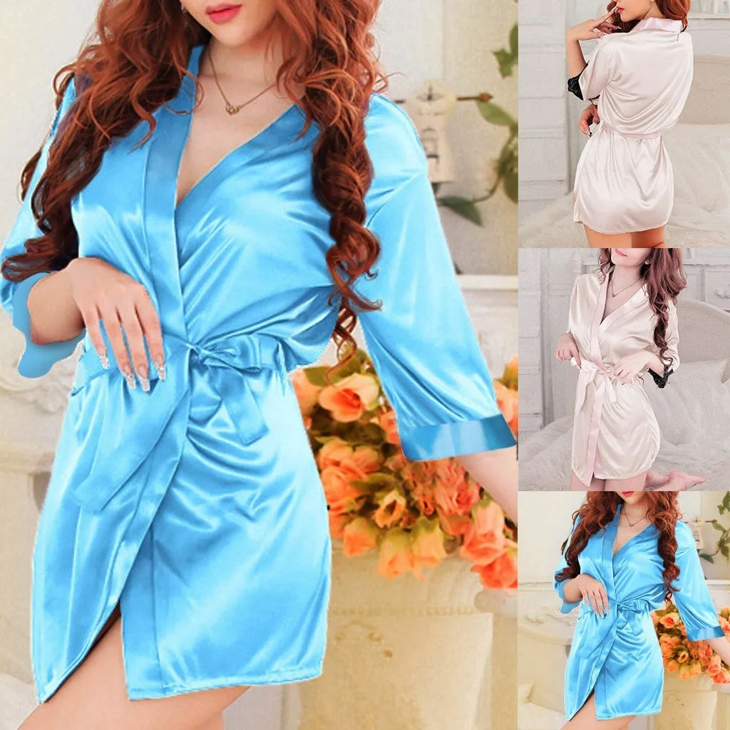 Новинка Лидер продаж сексуальное женское белье Ночная рубашка платья из сатина с