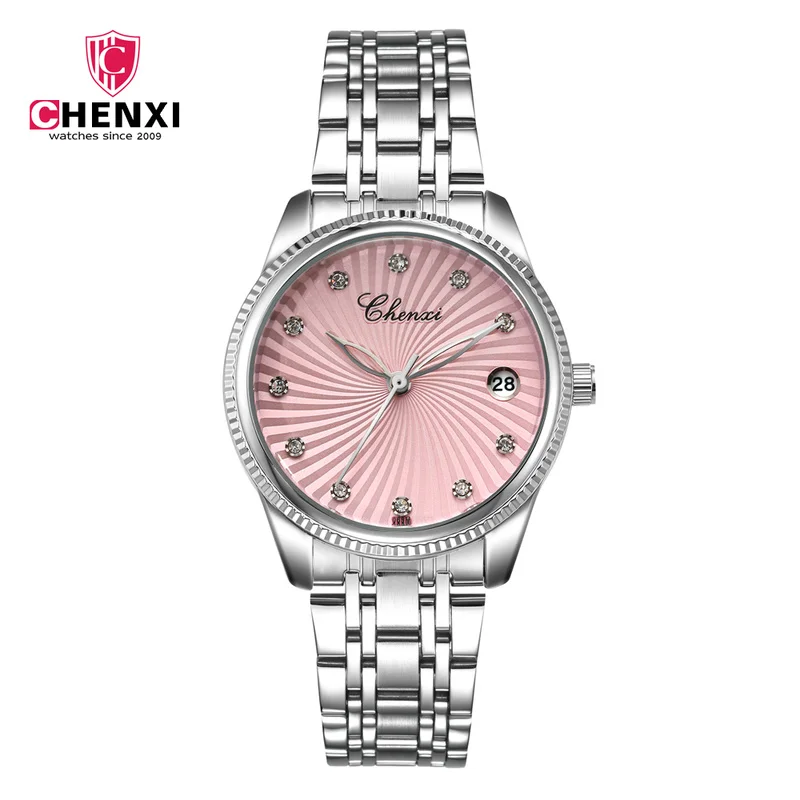 

CHENXI Ladies Casual Watch Waterproof Calendar Diamond Luminous Leather Strap Luxury Quartz Watch WA193