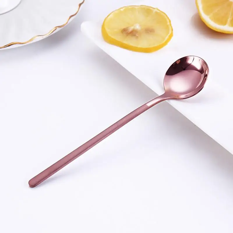 

2020 New Round head long handle Colorful Spoon Long Handle Spoons Coffee Spoon Dessert Ice Cream Fruit Spoon Teaspoons
