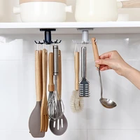 360 degrees rotated punch free kitchen spatula spoon rack wall hanging kitchen utensils jewelry hook rotating hook