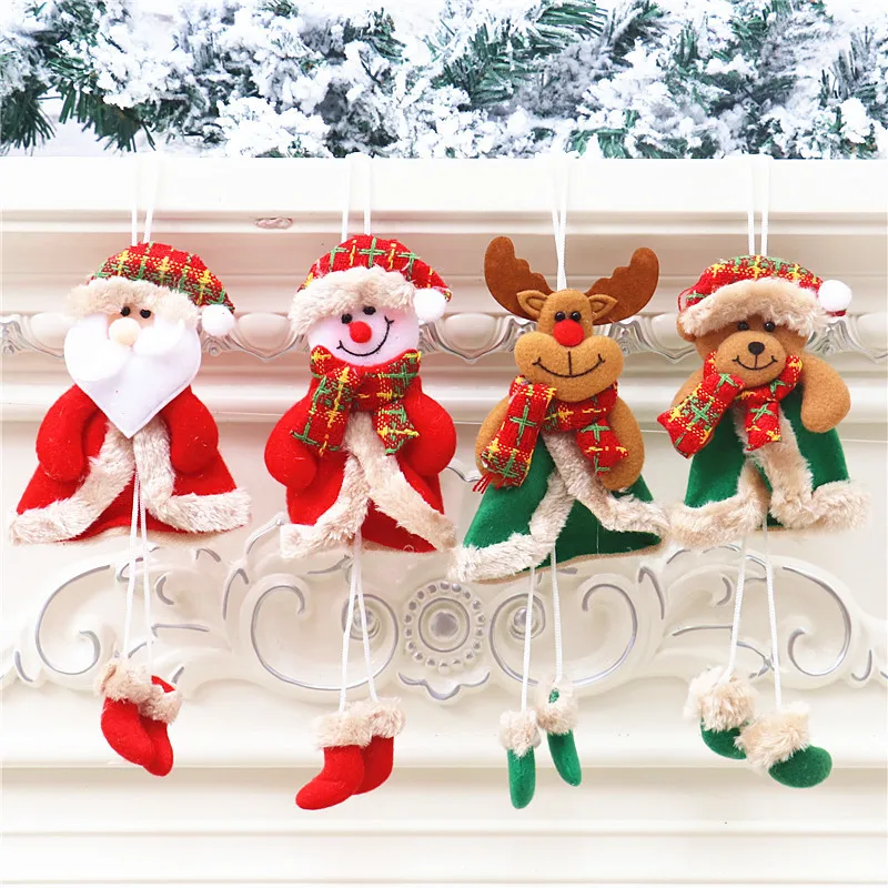 

4 шт./компл. подвески для новогодней елки, куклы, Санта-Клаус, снеговик, украшения для новогодней елки
