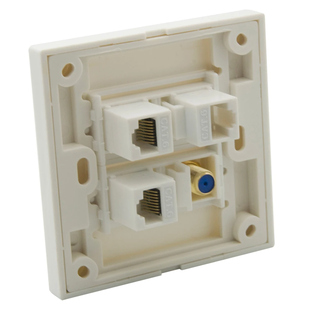 Европейский стиль 86 3 порта s CAT6 RJ45 1 порт коаксиальный F RG6 настенная пластина Мама