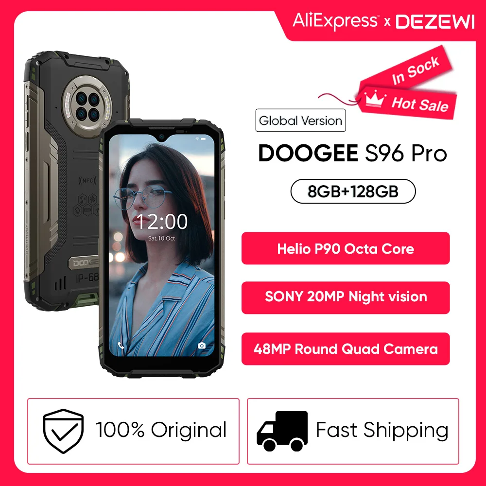 

DOOGEE S96 Pro Global Version 24W Fast Charge Rugged Phone 48MP Quad Camera 20MP Infrared Night Vision Helio G90 Octa Core 128GB