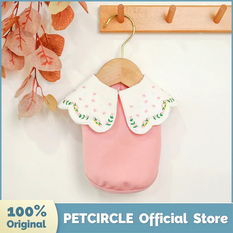 PETCIRCLE одежда для щенков воротник в виде листьев лотоса вышитая рубашка питомцев