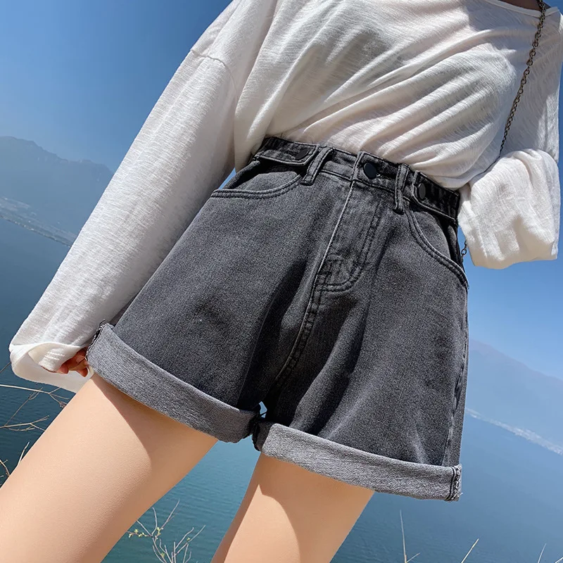 DenimShortsSummerNew Row Mouth Корейская версия высокая талия хит продаж тонкие широкие