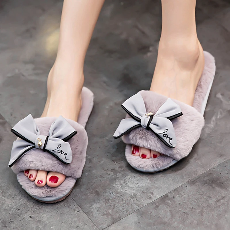 Женские меховые тапочки женская обувь Симпатичные плюшевые пушистые сандалии