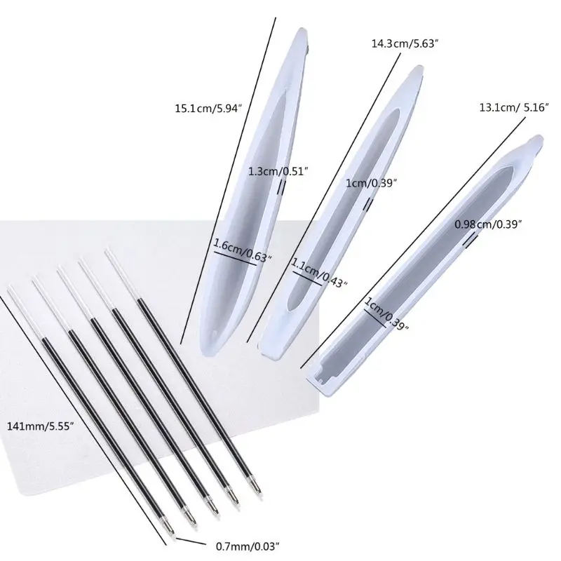 

3Pcs DIY Ballpoint Pen Silicone Resin Molds With 30Pcs Refills 3 Colors Pen Epoxy Resin Casting Molds Art Craft Tools