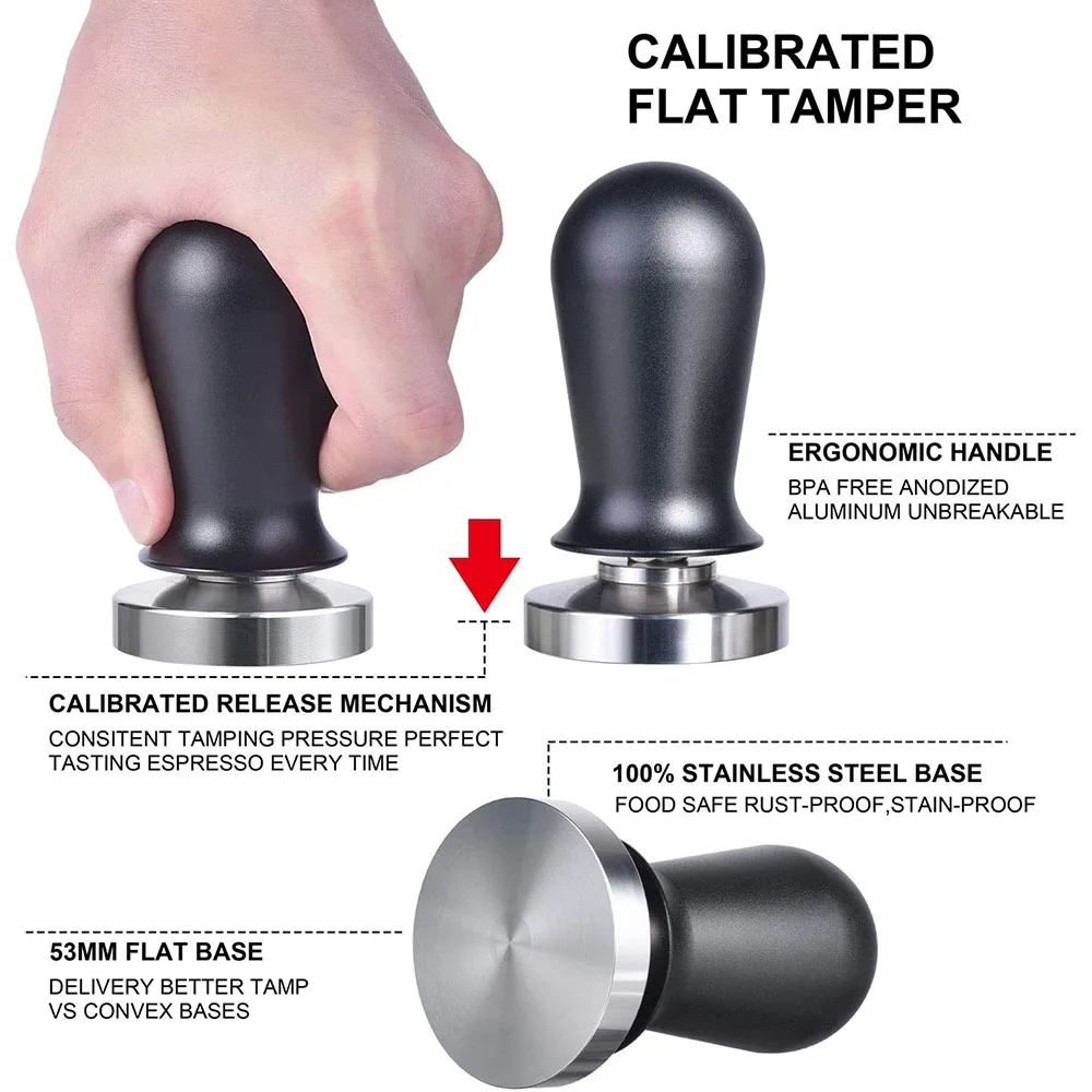Calibrated Espresso Coffee Tamper 30lb Spring Loaded Elastic Aluminum/Wooden Stainless Steel Powder Hammer | Дом и сад