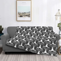 grey white bullterrier throw blanket dog print blanket decorative blankets sofa bed blankets for beds blanket