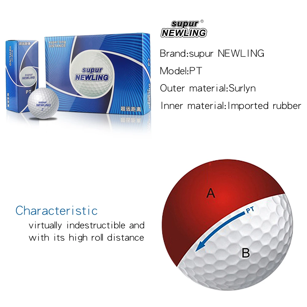 1 коробка Supur NEWLING мячи для гольфа Long Distance 2 слоя 12 шт гольфа|golf game balls|golf ballsgolf ball box |