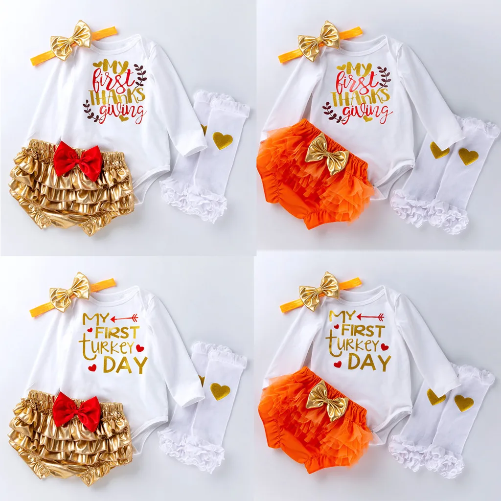 Комплект одежды для маленьких девочек на День Благодарения комбинезон с