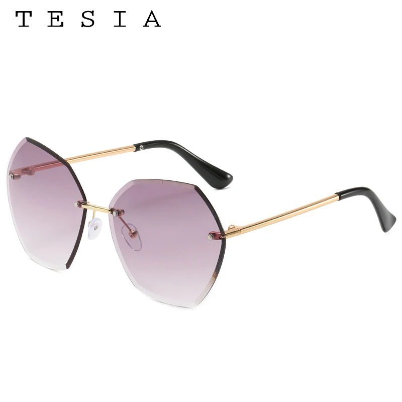 Женские солнцезащитные очки без оправы с градиентом винтажные прозрачные