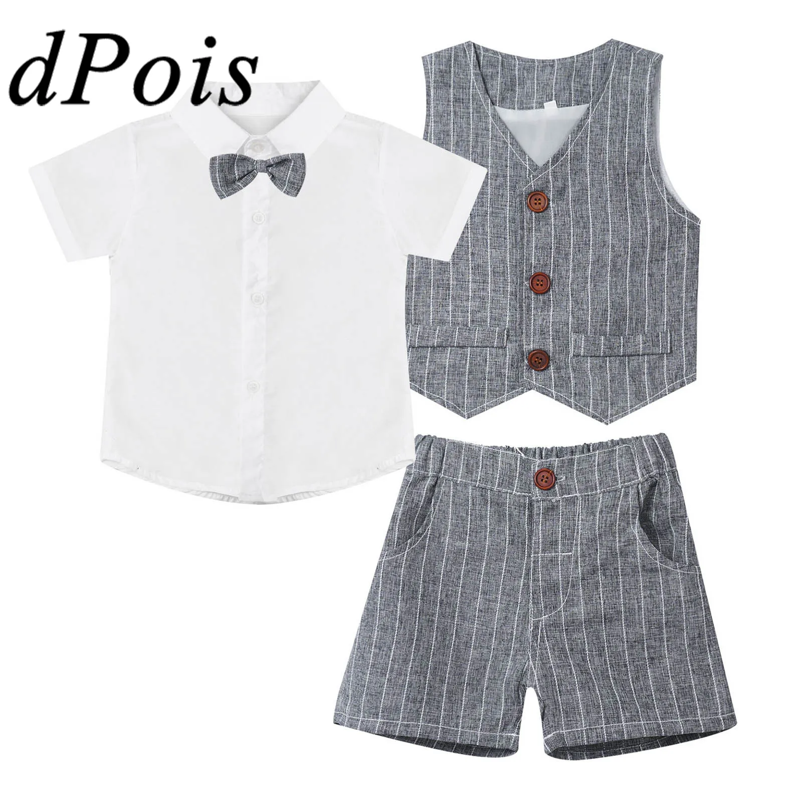 

3Pcs Kids School Uniforms Clothes Sets Gentleman Outfit Baby Boy Birthday Party Christening Baptism Wear Toddlers Formal Suits
