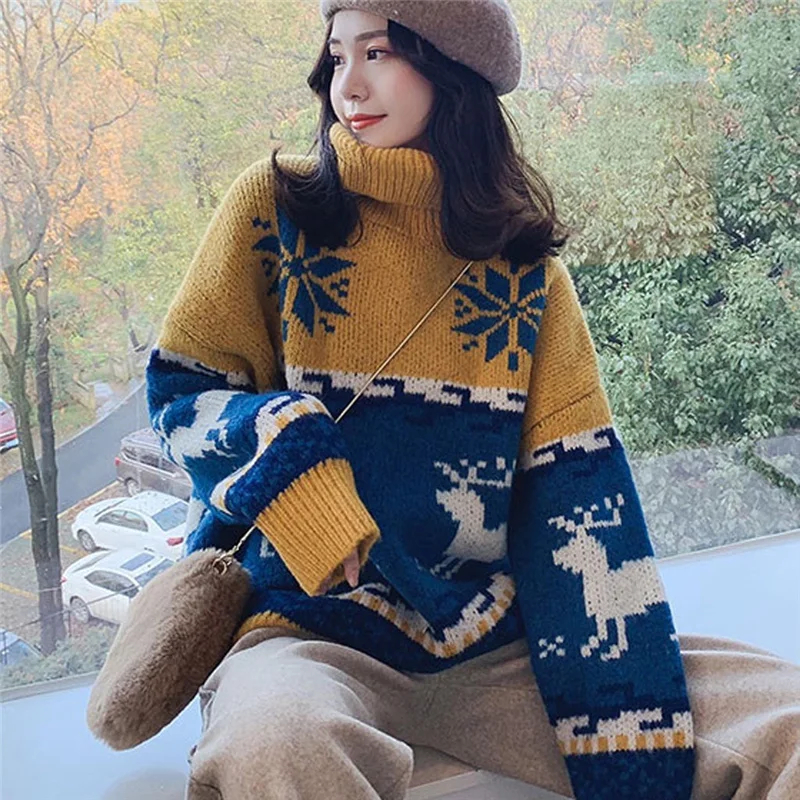 Рождественский женский свитер 2019 пуловер с принтом лося свитера осенне-зимние