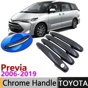 Черная накладка на дверную ручку из углеродного волокна для Toyota Previa Tarago Estima Aeras XR50 2006  2019 2007 2008 2009 2010 2011 2012 2013 2014 2015 2016 2017 2, аксессуары, наклейки, Набор хромированной отделки