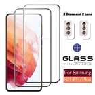 4 в 1 Объективы для фотоаппаратов Защитное стекло для процессором обработки изображений, S21 FE S21Plus телефон защитное покрытие для экрана из закаленного стекла для Samsung S 21FE S21 fe 5G