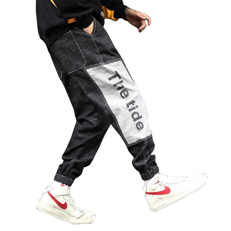 Джинсы-шаровары VOMINT штаны в стиле хип-хоп мужские свободные джоггеры с принтом